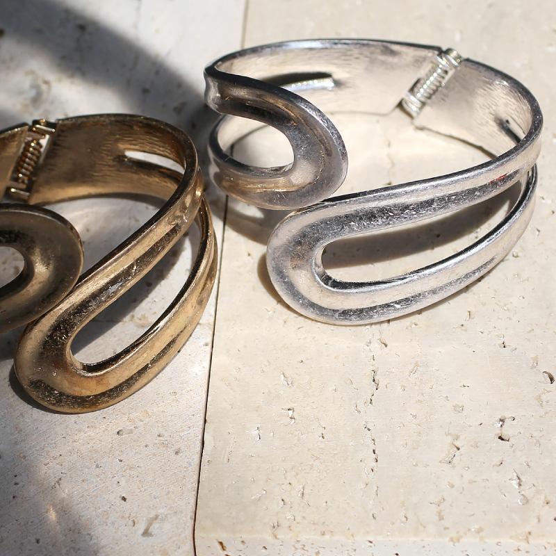 バングル レディース 太め おしゃれ ヴィンテージ風 ダブル カーブ