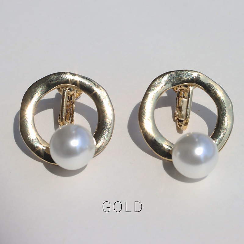 イヤリング ラウンドパールイヤリング メタル 上品 パールアクセ ノン 