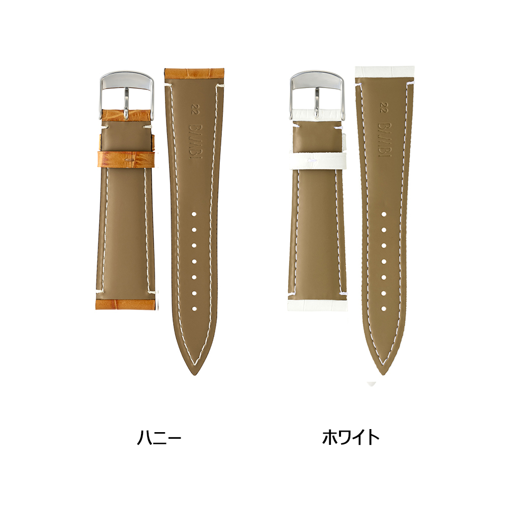 BAMBI（バンビ） 腕時計 ベルト 時計 バンド 牛革 革 幅広 22mm 24mm
