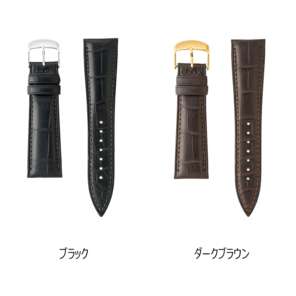 【未使用】クレドール純正ベルト　高級クロコダイル製　20mm　ネイビー セイコー クレドール 純正ベルト ブラック 20mm メンズ腕時計