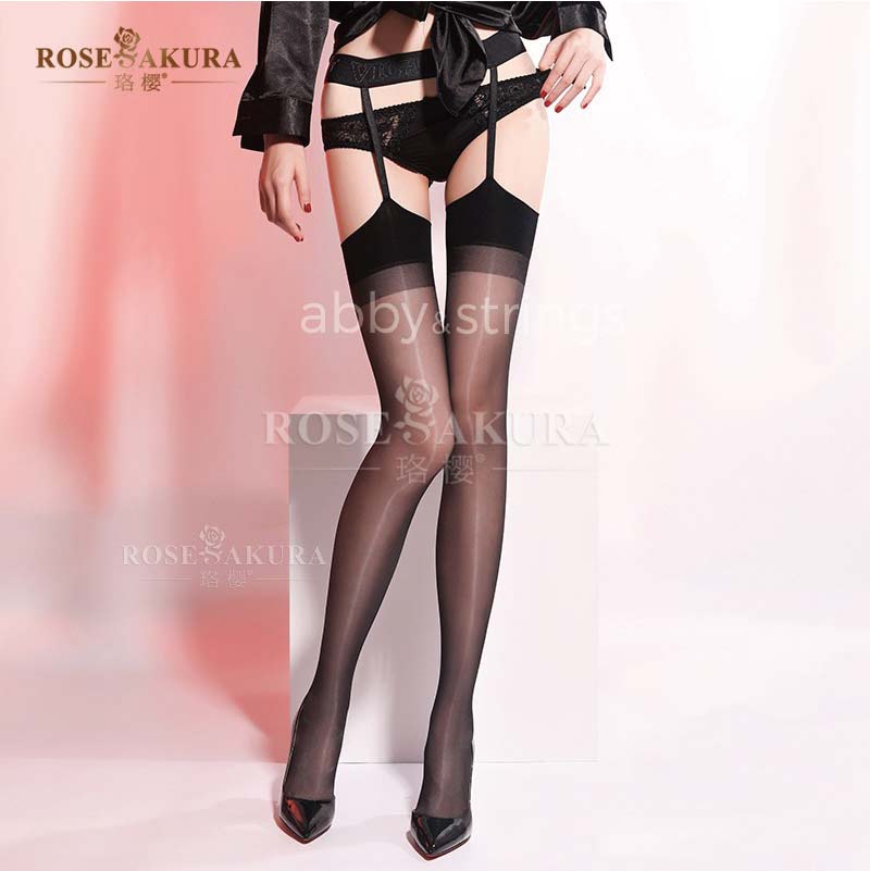 【午前購入 当日出荷】【送料無料】光沢ガーターベルト付きストッキング 8205 コスプレ フリーサイズ レッグウェア 2色 日焼け 股ずれ 防止 |  | 01