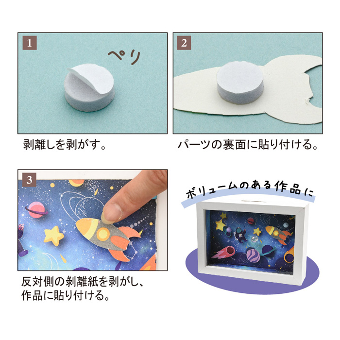 シャドーボックス用ツール 3D立体両面シール 丸型 84個入 メール便