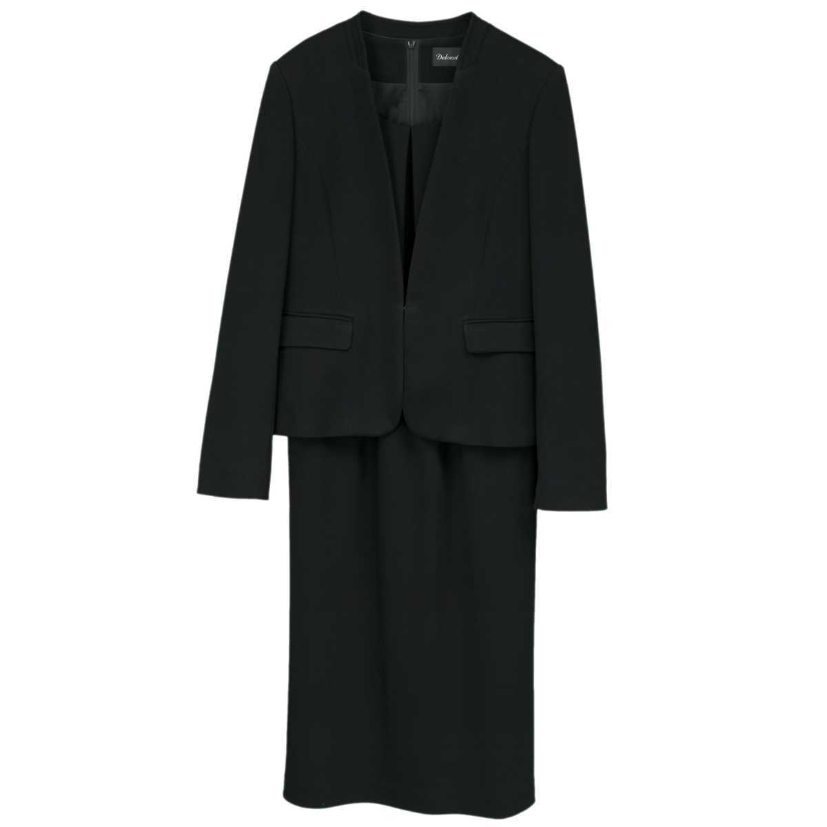Delcentrer 喪服 洗える ブラックフォーマル ジャケット ワンピース 2点 上下セット 冠婚葬祭 礼服  ブラック(全1色)11号 13号 15号 9号