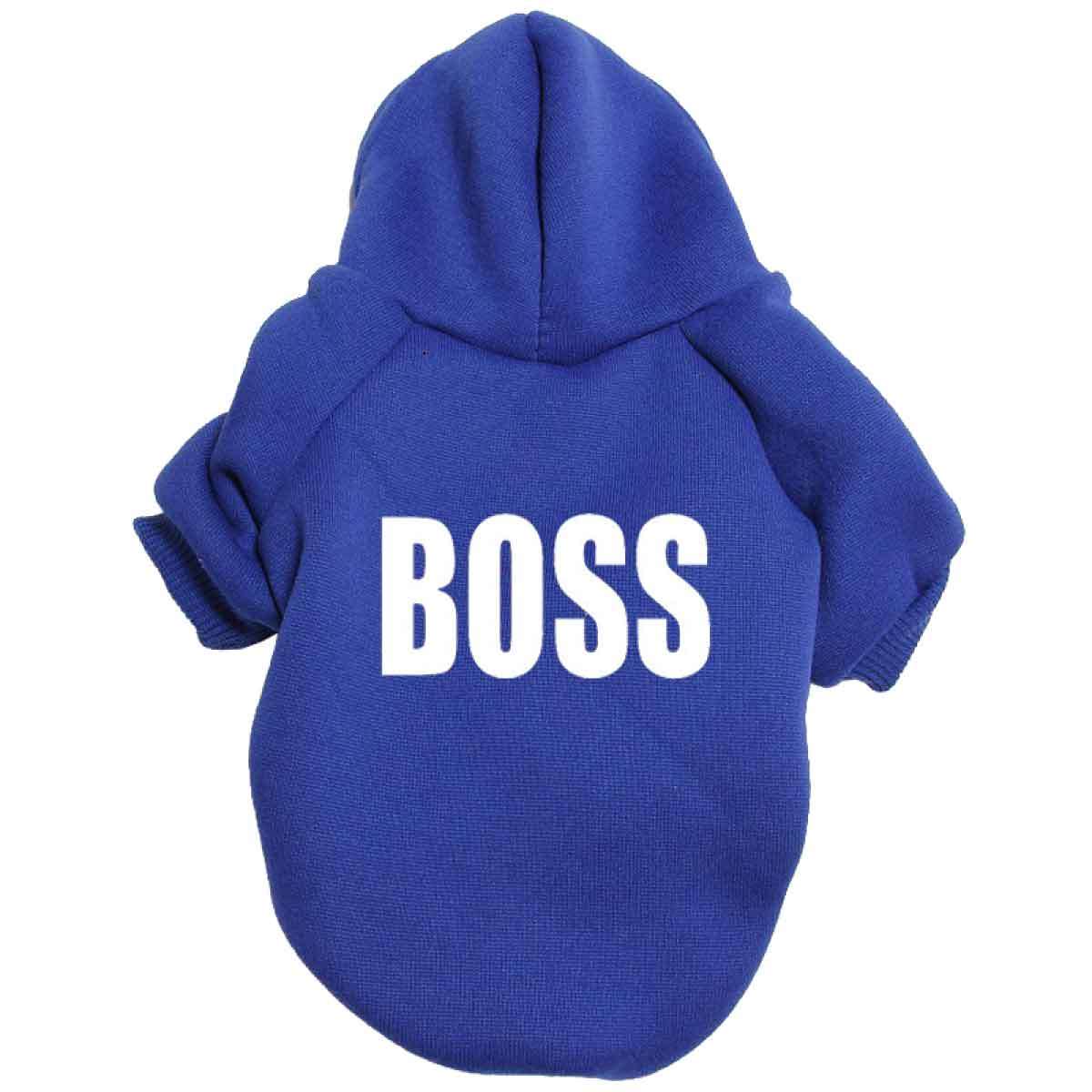 BOSS ドッグウェア Mサイズ 犬服 冬服 メール便 送料無料 犬の服 犬服 パーカー プリント入り ポケットなし