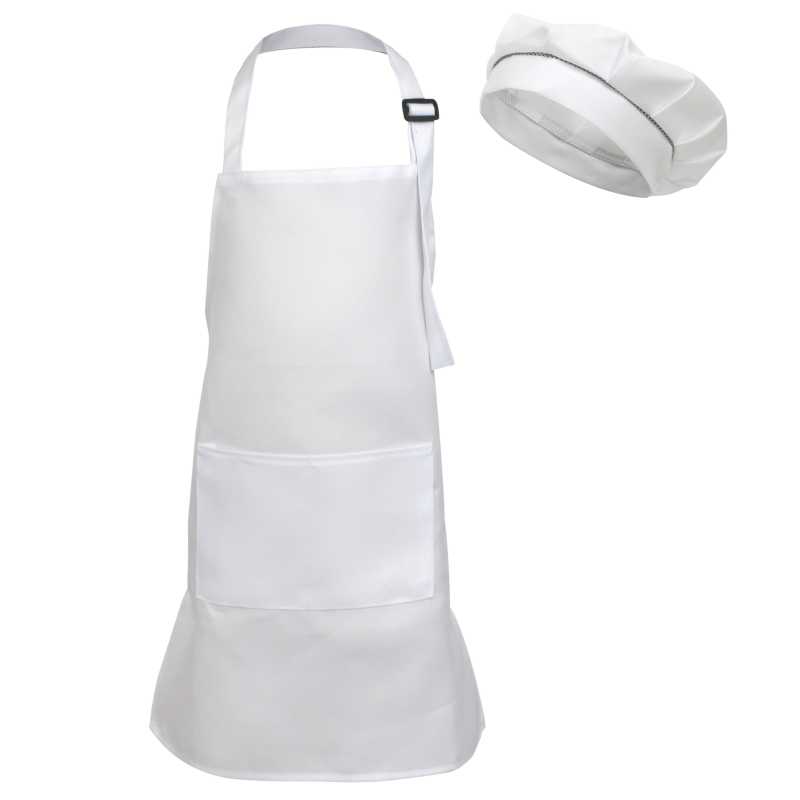 エプロン、帽子　セット メール便 送料無料 エプロン 帽子 2点セット キッズ 給食 シェフ帽