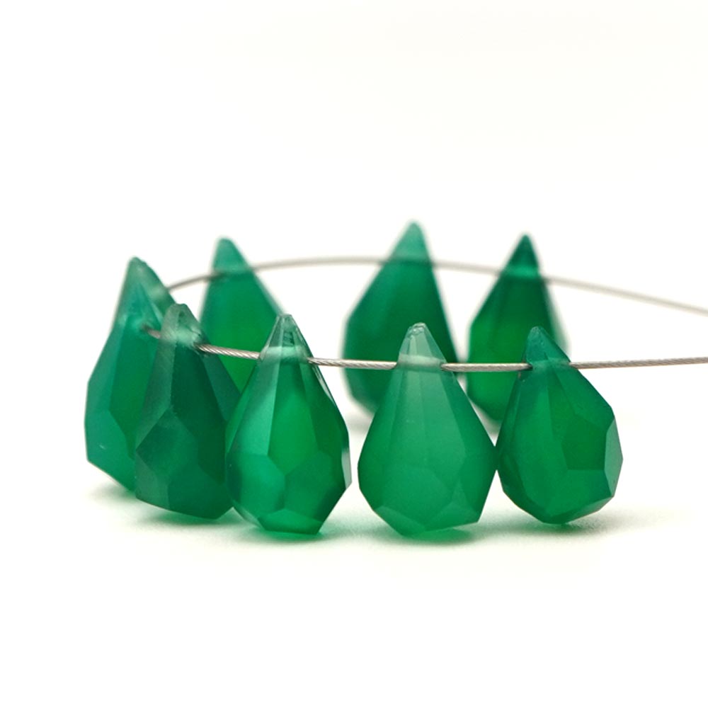 グリーンオニキス 10×6×6-9×6×6mm ラフドロップ ビーズ 1粒売り バラ