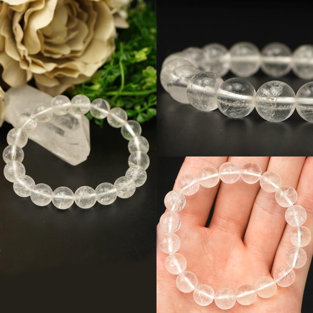 ヒマラヤ水晶 10mm 丸玉 ブレスレット アクセサリー 内周 約16cm
