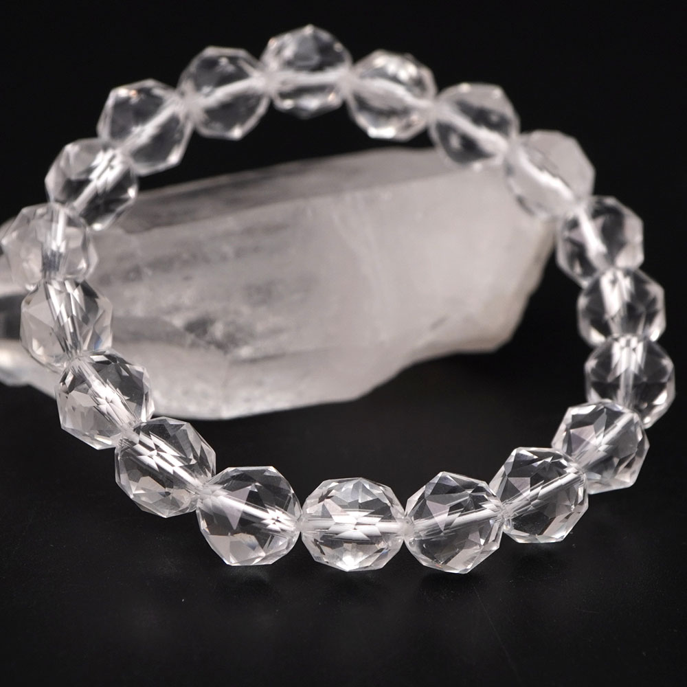 水晶 10mm スターカット ブレスレット アクセサリー 内周 約16cm 