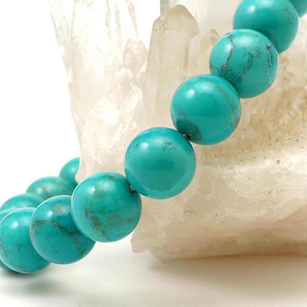 ターコイズ 10mm 丸玉 ブレスレット アクセサリー 内周 約16cm