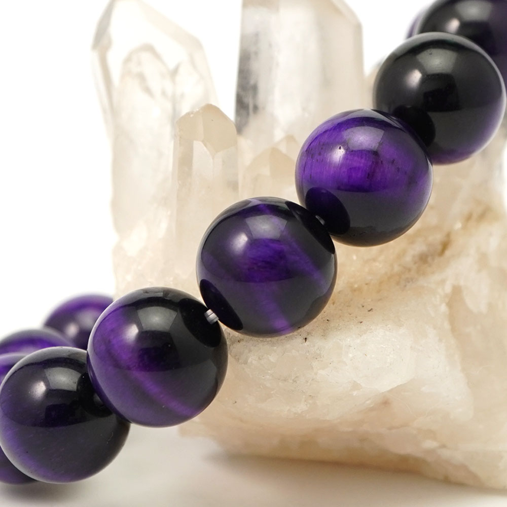 パープルタイガーアイ 14mm 丸玉 ブレスレット アクセサリー 内周 約