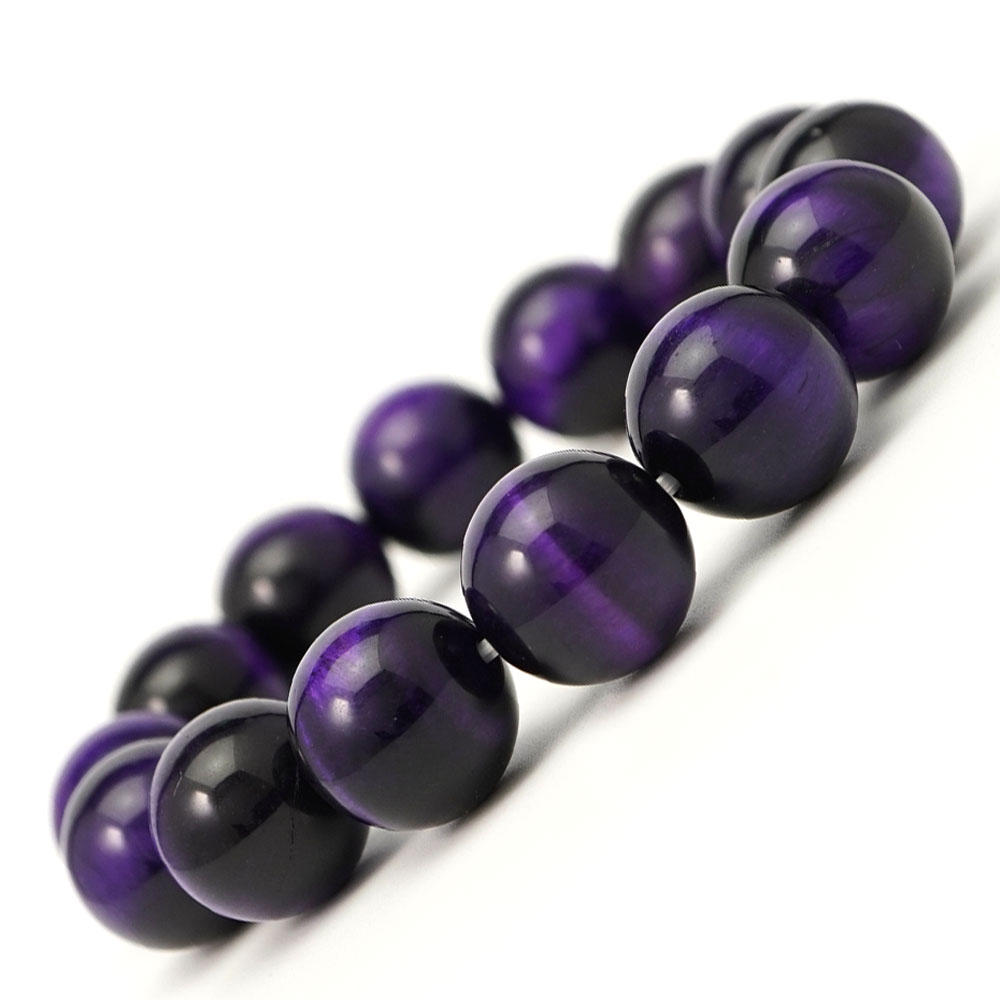 パープルタイガーアイ 14mm 丸玉 ブレスレット アクセサリー 内周 約