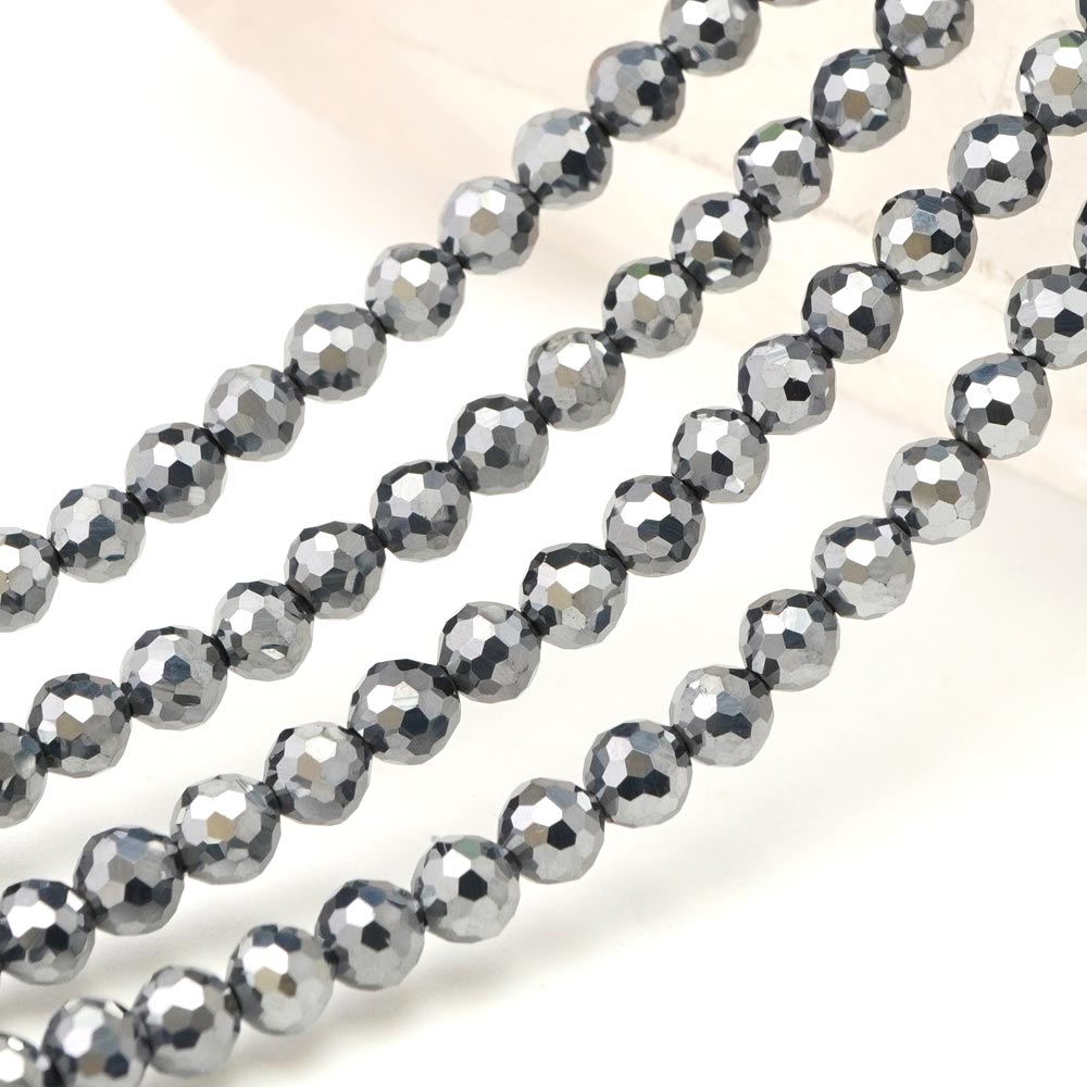 テラヘルツ 4mm 多面カット ビーズ 連売り 約38cm テラヘルツ鉱石 