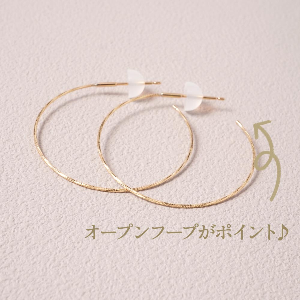 18金イヤリング 18金 ゴールド フープピアス ペア 30mm 18K キャッチ付 YG