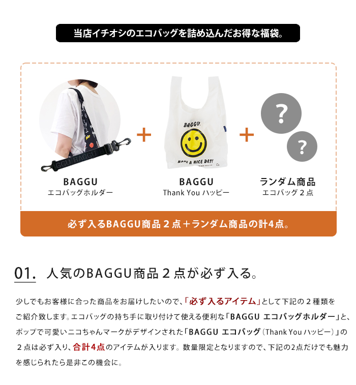 BAGGU バグゥ エコバッグ 福袋 4点入り 数量限定 アウトレット バッグ BAGGU バグゥ エコバッグ 福袋 4点入り 数量限定 アウトレット バッグ