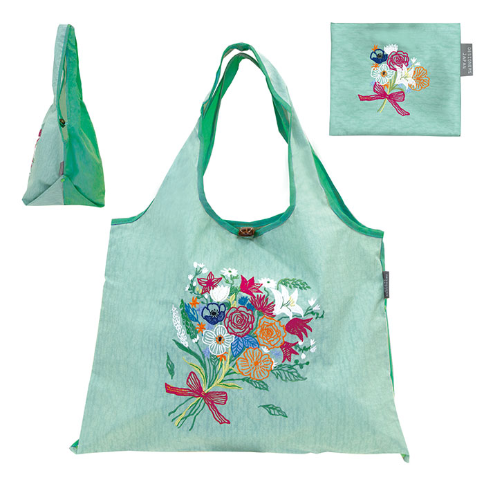 刺繍トートバッグ 2way 折りたたみ バッグ 鞄 エコバッグ コンパクト