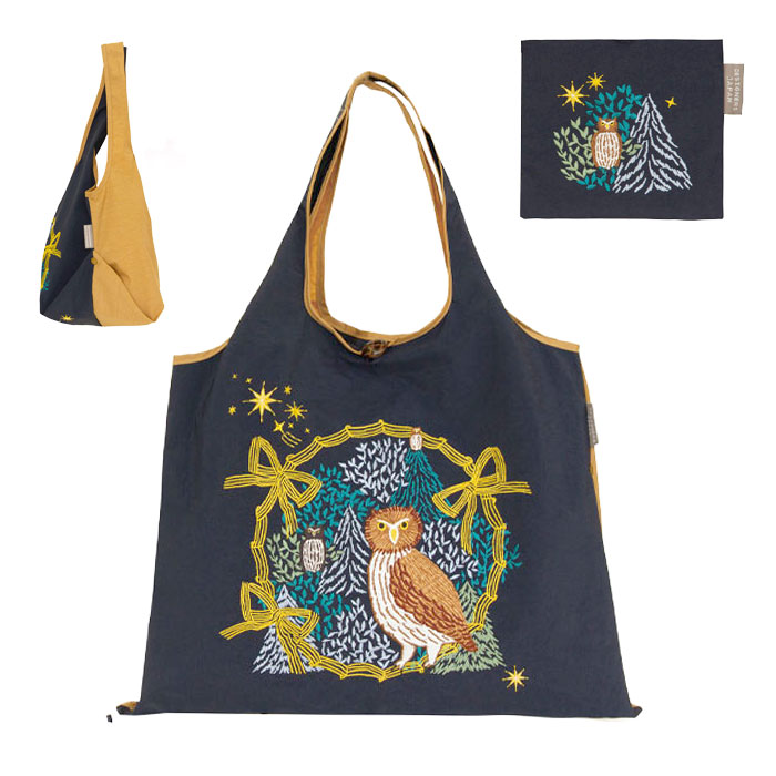 刺繍トートバッグ 2way 折りたたみ バッグ 鞄 エコバッグ コンパクト