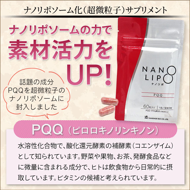 金秀バイオ NANO LIPO ナノリポ PQQ（264mg×60粒）｜ピロロキノリン