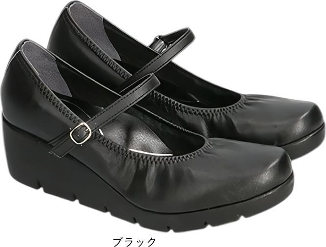 日本製 レディース パンプス ファーストコンタクト 厚底 ウェッジソール ストラップ ラウンドトゥ 痛くない 履きやすい 歩きやすい 疲れない 柔らかい nc39607 | FIRST CONTACT | 01