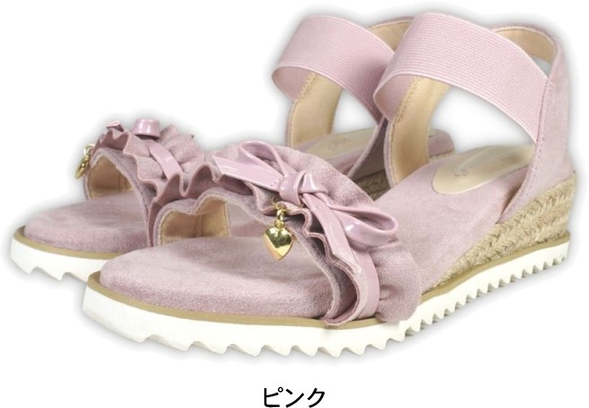 子供 リボン サンダル ストラップ ウエッジ ソール ヒール フット 