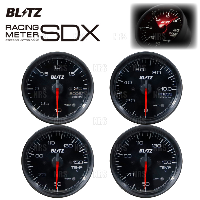 BLITZ ブリッツ レーシング SD メーター φ60mm ４個セット BLITZ（ブリッツ） レーシングメーターSDX 4点セット φ60 ブースト計