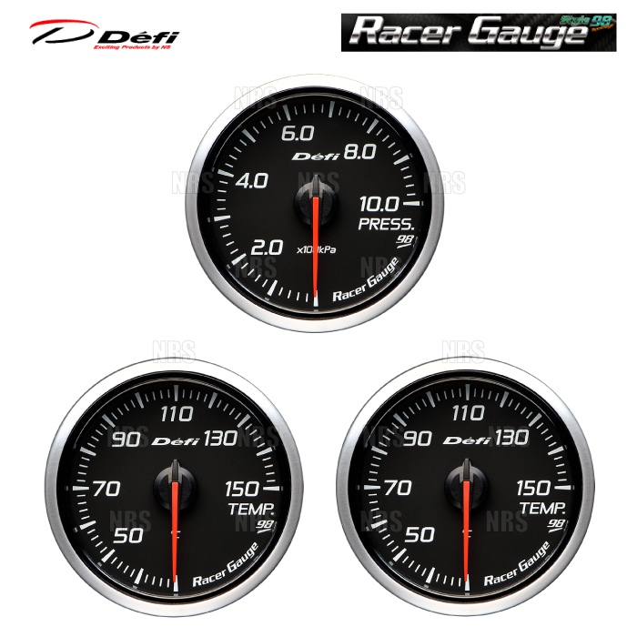 Defi デフィ レーサーゲージ Style98 オマージュ 3点セット (φ60/黒  