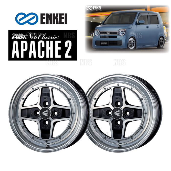 ENKEI エンケイ APACHE2 (M/BK マシニングブラック) 5.0J x 15インチ +45 PCD100 4穴 2本セット (APACHE2 A001 MBK 2S : apache2 a001 mbk 2s 1001 : エービーエムストア