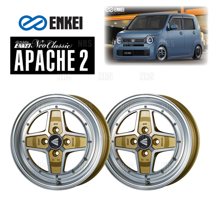 ENKEI エンケイ APACHE2 (M/G マシニングゴールド) 5.0J x 15インチ +45 PCD100 4穴 2本セット (APACHE2 A001 MG 2S : apache2 a001 mg 2s 1003 : エービーエムストア