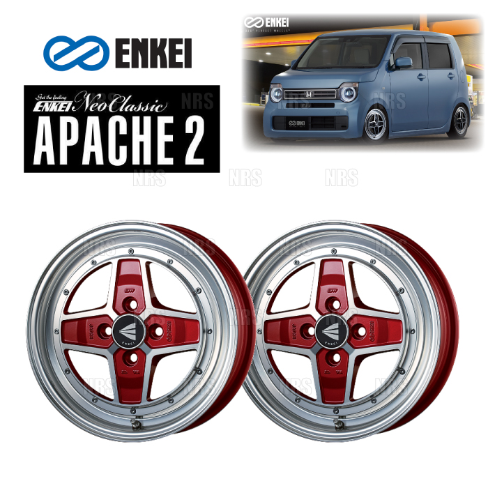 ENKEI エンケイ APACHE2 (M/R マシニングレッド) 5.0J x 15インチ +45 PCD100 4穴 2本セット (APACHE2 A001 MR 2S : apache2 a001 mr 2s 1001 : エービーエムストア