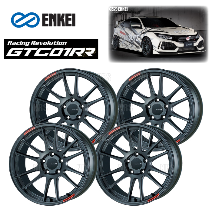 ENKEI エンケイ GTC01RR (マットダークガンメタリック/フロントフェイス) 7.5J x 18インチ +45 PCD100 5穴 4本 (GTC01RR-E001-MDG-4S