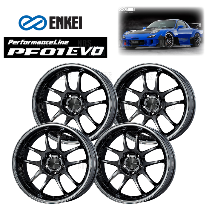 ENKEI エンケイ PF01EVO (SBK/リアフェイス) 9.5J x 17インチ +12 PCD114.3 5穴 4本セット  (PF01EVO-D005-SBK-4S