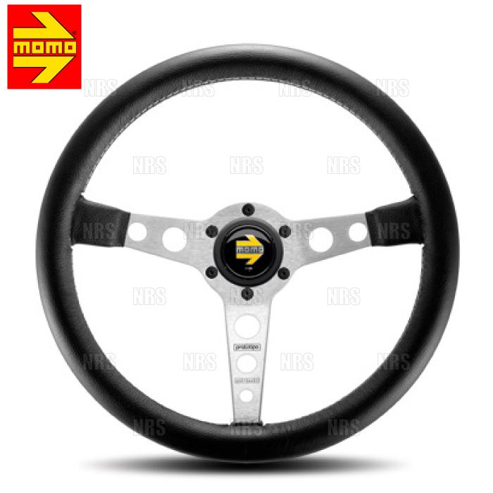 MOMO モモ PROTO TIPO SILVER プロトタイプ シルバースポーク 350mm ブラックレザー&ホワイトステッチ シルバースポーク (P-2(11197円)