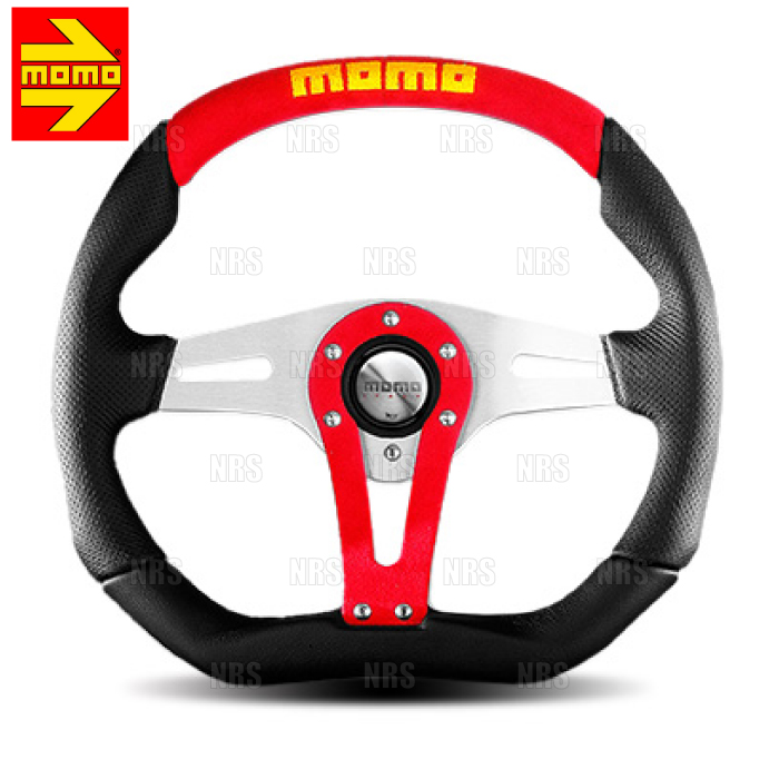 MOMO TREK レッド 350mm ステアリング MOMO モモ TREK RED トレック レッド 350mm ブラックレザー
