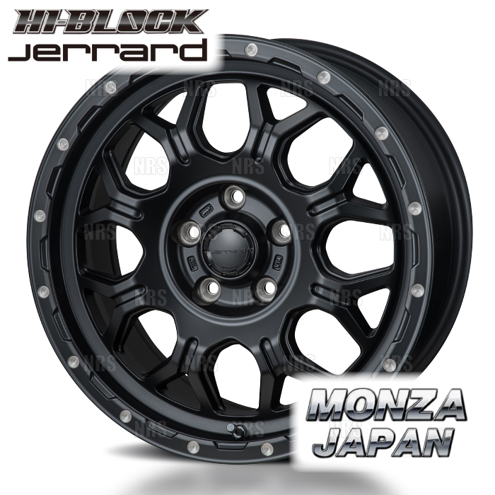 MONZA モンツァ HI-BLOCK JERRARD ジェラード(4本セット) 4.5J x 14 インセット+45 PCD100 4穴 Sブラック/ミーリング (JERRARD-451445-4S