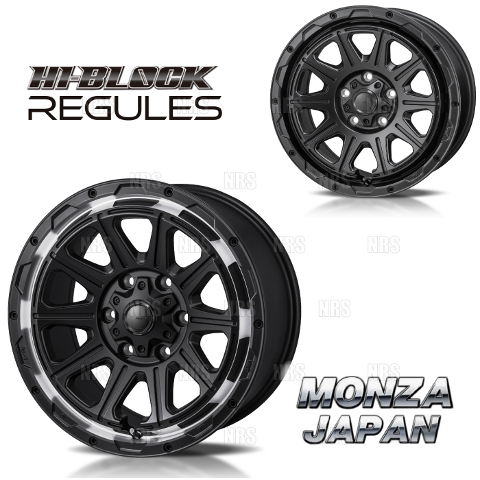 MONZA モンツァ HI BLOCK REGULESレグルス(4本セット) 7.0J x 16 インセット+41 PCD114.3 5穴 サテンブラック (REGULES 701641 SB 4S :REGULES 701641 SB 4S 2001:エービーエムストア