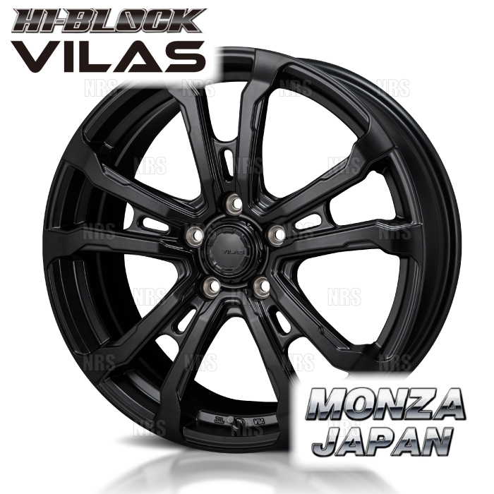 MONZA モンツァ HI BLOCK VILAS ヴィラス (4本セット) 7.0J x 17 インセット+38 PCD114.3 5穴 サテンブラック (VILAS 701738 4S :VILAS 701738 4S 2001:エービーエムストア