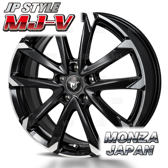 MONZA モンツァ JP STYLE MJ-V (4本セット) 6.0Jx15 インセット+43 PCD100 5穴 ブラックメタリック/ポリッシュ (MJV-601543-100-4S｜abmstore