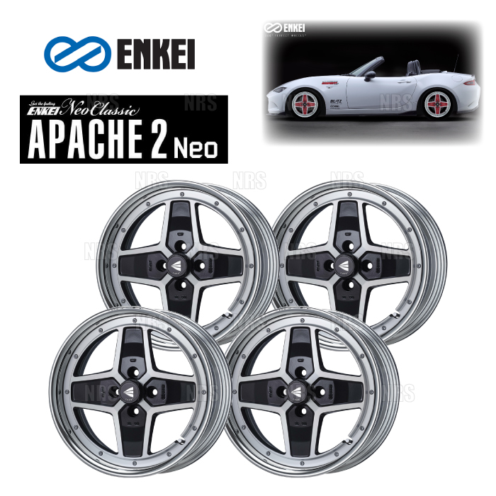 ENKEI - エンケイ APACHE2 Neo (ローディスク/マシニングブラック) 6.0J x 16in +35 PCD100 4穴 4本仕掛ける (APA2NEO-L-C006-B-4S アルミホイール-タイヤ、ホイール