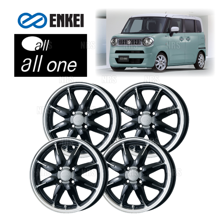 ENKEI エンケイ all one (M/BK マシニング ブラック) 5.0J x 14インチ +45 PCD100 4穴 4本セット (ONE-A001-MBK-4S