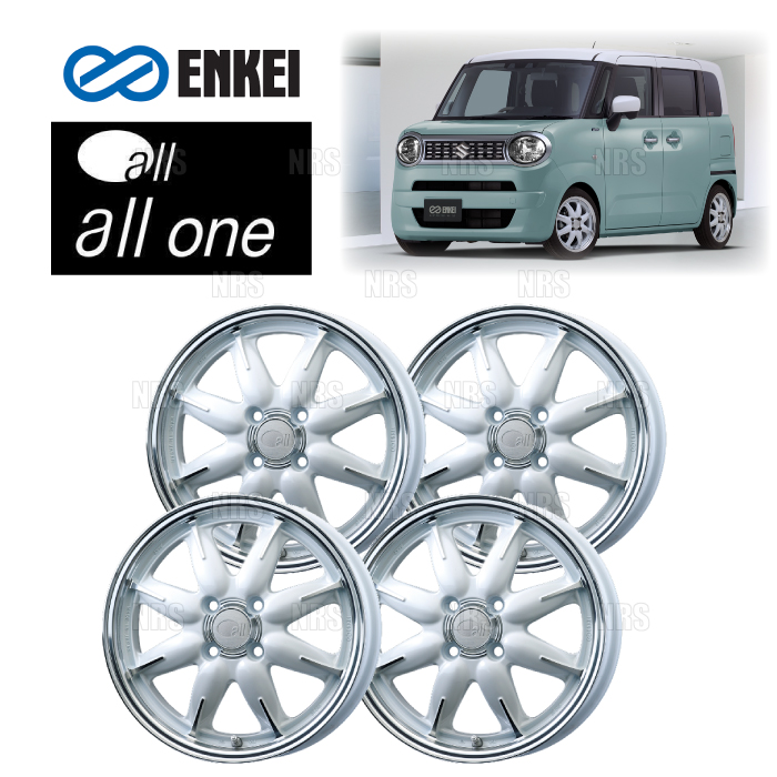 ENKEI エンケイ all one (M/PW マシニング パールホワイト) 5.0J x 14インチ +45 PCD100 4穴 4本セット (ONE-A001-MPW-4S