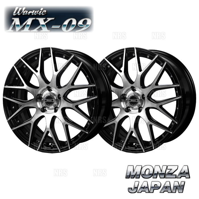MONZA JAPAN - MONZA モンツァ WARWIC MX-09 (2本仕かける) 7.0J x 18 はたご屋仕かける+40 PCD114.3 5穴 黒いこと/ポリッシュ (MX09-701840-BP-2S