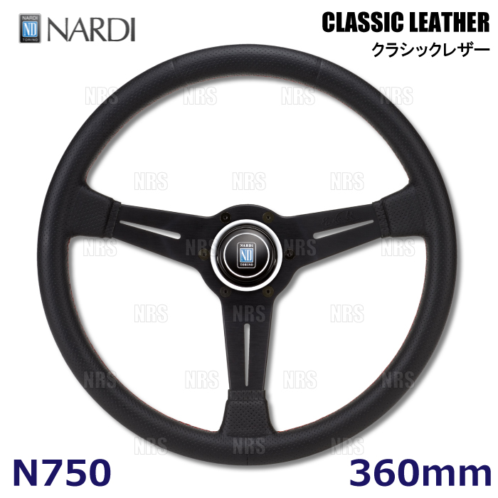 NARDI ナルディ CLASSIC LEATHER クラシック レザー (パンチング レザー) 360mm SPORTS TYPE A パンチングレザー (レッドステッチ) (N750 | NARDI