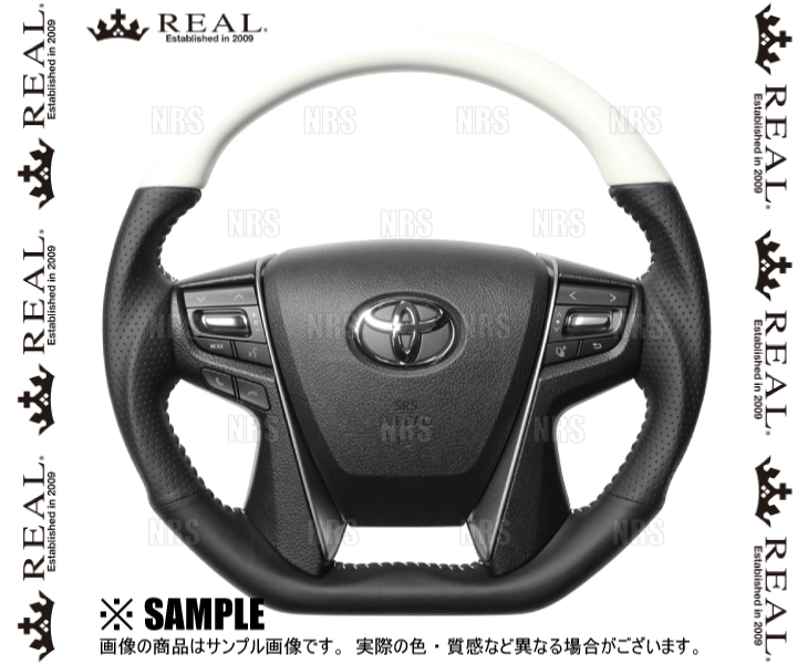 REAL レアル プレミアム (Dシェイプ/パールホワイト/ホワイトステッチ)　アルファード AGH30W/AGH35W/GGH30W/GGH35W 2015/1〜 (S210-WHW-WH