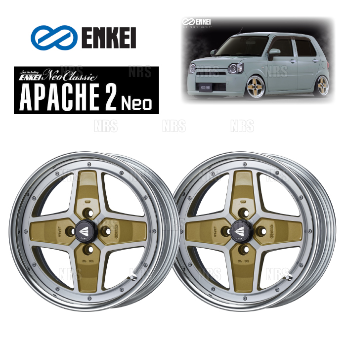 ENKEI エンケイ APACHE2 Neo (ハイディスク/マシニングゴールド) 7.0J x 17インチ +38 PCD100 4穴 2本セット (APA2NEO-H-D009-G-2S