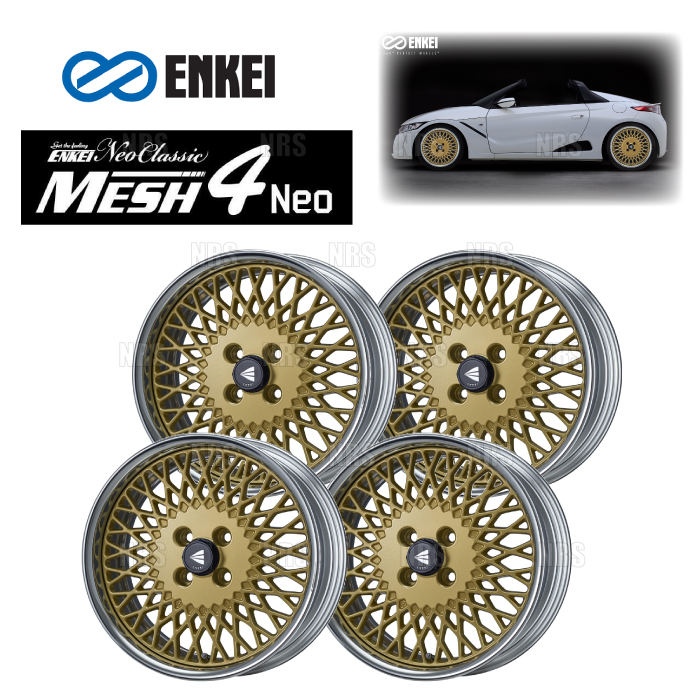 ENKEI エンケイ MESH4 Neo (ローディスク/ゴールド) 6.0J x 17インチ +35 PCD100 4穴 4本セット (MESH4NEO-L-D005-G-4S