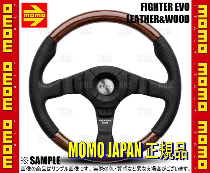 MOMO モモ FIGHTER EVO LEATHER＆WOOD ファイター エボ レザー＆ウッド 350mmブラックエアレザー＆マホガニーウッド  ブラックスポーク(F-34 : momo-f-34-1003 : エービーエムストア 4号店 - 通販 - Yahoo!ショッピング