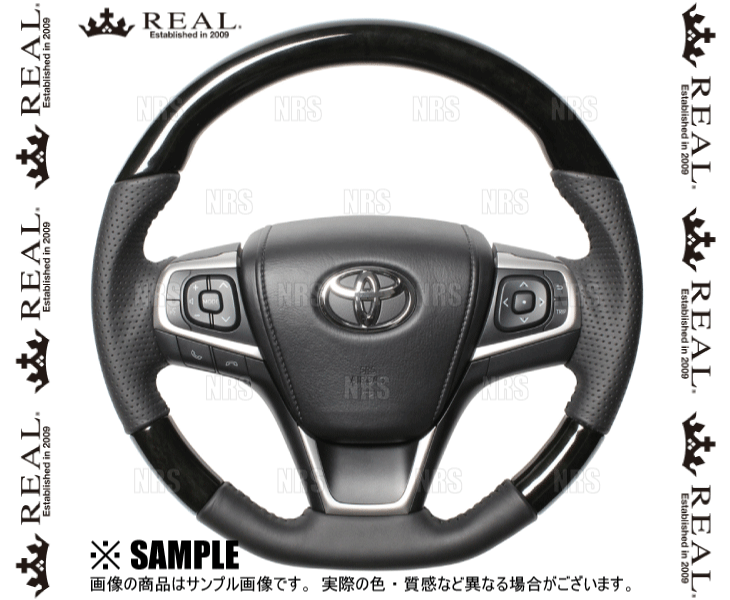 REAL レアル ステアリング 55ブラックウッド (ブラックステッチ