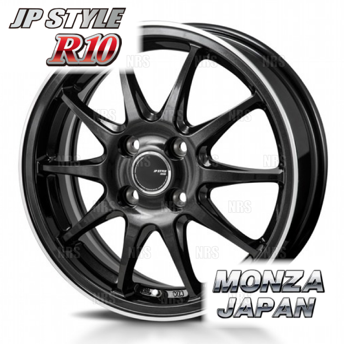 MONZA モンツァ JP STYLE R10 (2本セット) 7.0J x 17 インセット+45 PCD100 4穴 パールブラック/FCポリッシュ (R10-701745-100-2S｜abmstore7