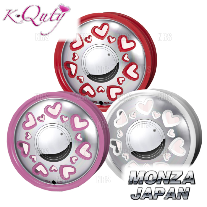 MONZA モンツァ K-Quty ケー・キューティ (4本セット) 4.5J x 14 インセット+43 PCD100 4穴 ピンク/ポリッシュ (KQUTY-451443-PP-4S｜abmstore7