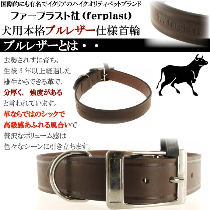 犬用本格ブルレザー首輪VIP幅4首まわり55〜63cm重量180g 丈夫なペット