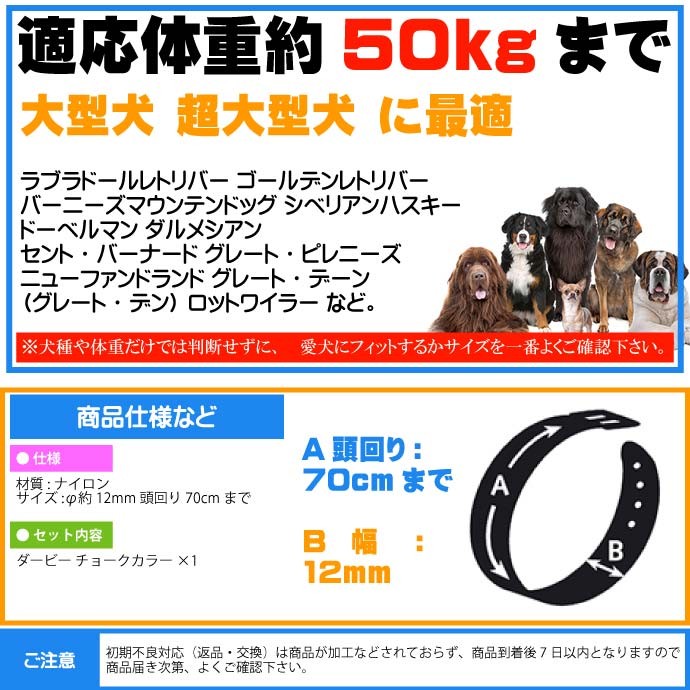 犬 首輪 引っ張ると首がしまる 幅12mm頭回り70cm 紫 ペット用品